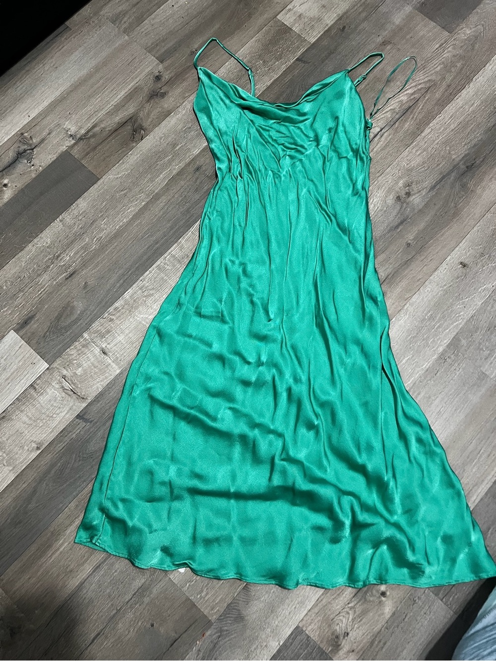 Emerald Slip Maxi Dress with Cowl Neckline